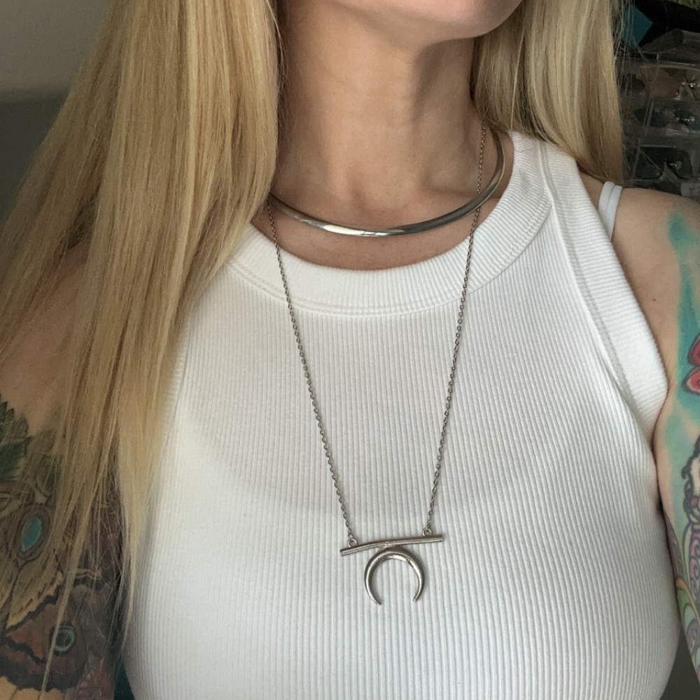 Silver Plated 2-Piece Layered Statement Necklace